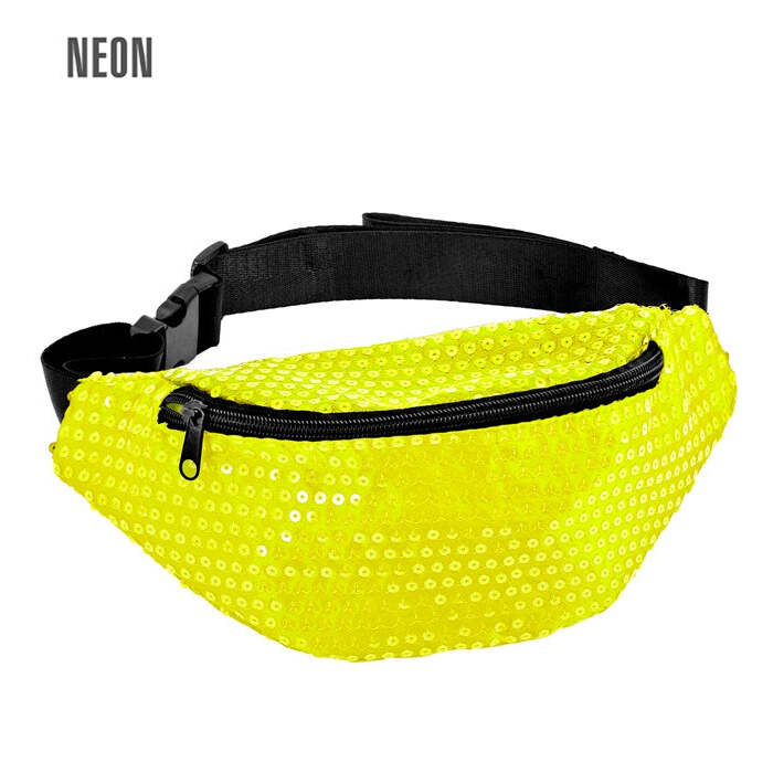 Neon Yellow Sequin Belt Bag