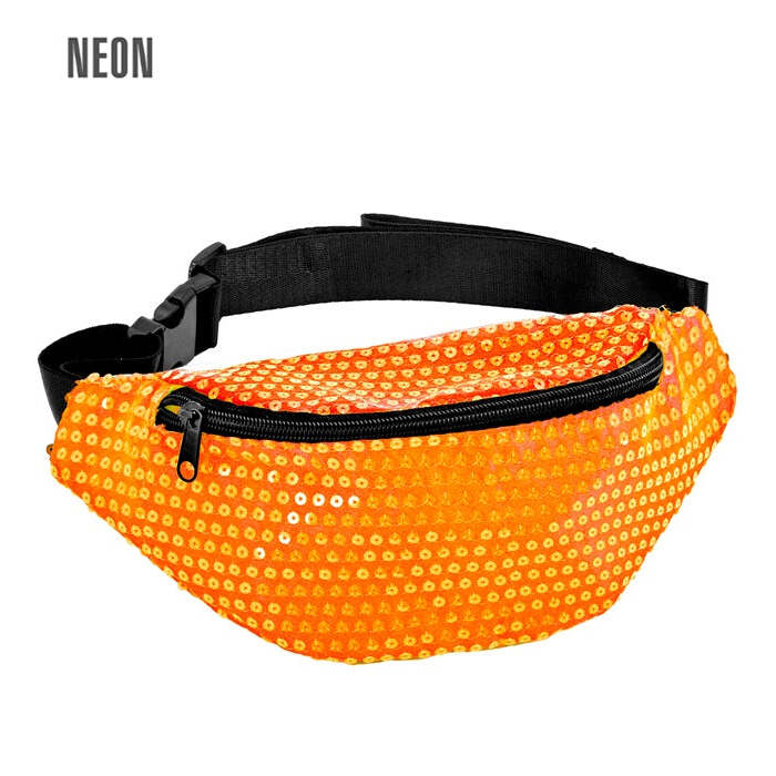Neon Orange Sequin Belt Bag