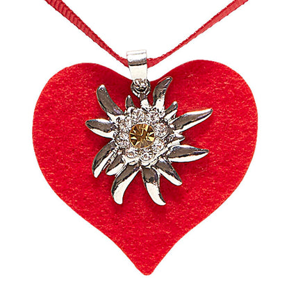 Red Heart Ribbon Necklace With Strass Edelweiss