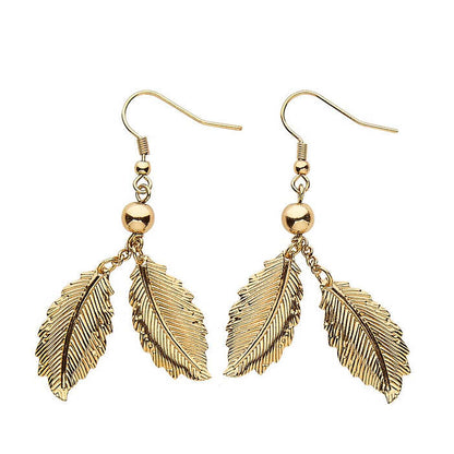 Pair Of Golden Leaves Earrings
