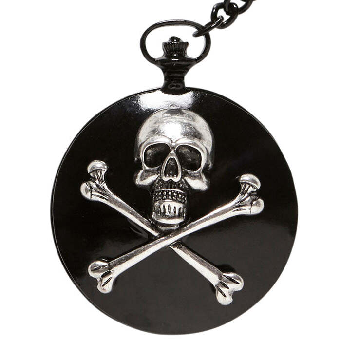 Skull & Cross Bones Pocket Watch With Chain