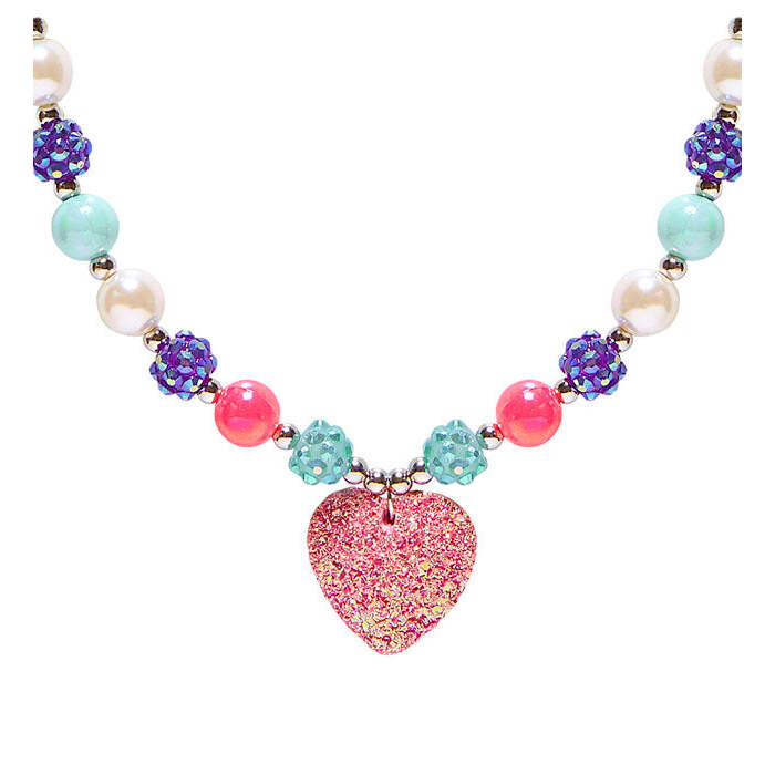 Pink  Heart Beaded Necklace