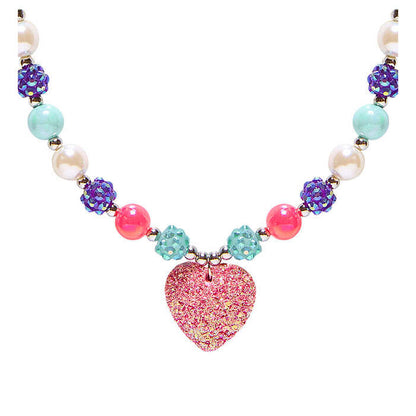 Pink  Heart Beaded Necklace