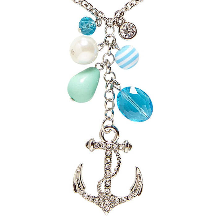 Strass Anchor Necklace With Charms