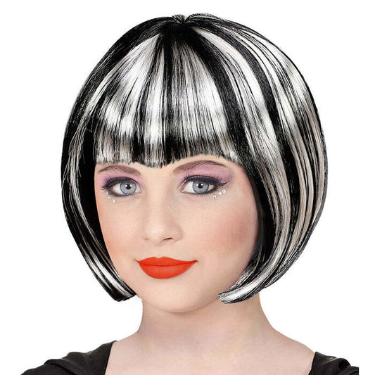 Black & White Halloween Wig In Polybag