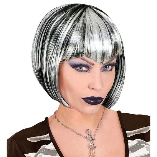 Black & White Halloween Wig In Polybag