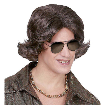Brown 70S Disco Dude Wig In Box