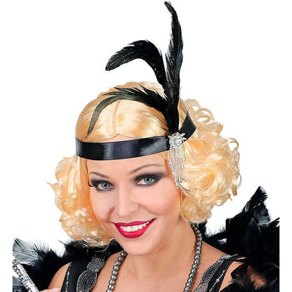 Roaring 20S Wig & Headband With Feathers In Box