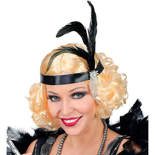 Roaring 20S Wig & Headband With Feathers In Box