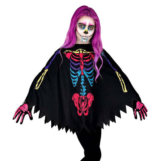 Colorful Skeleton  Poncho 