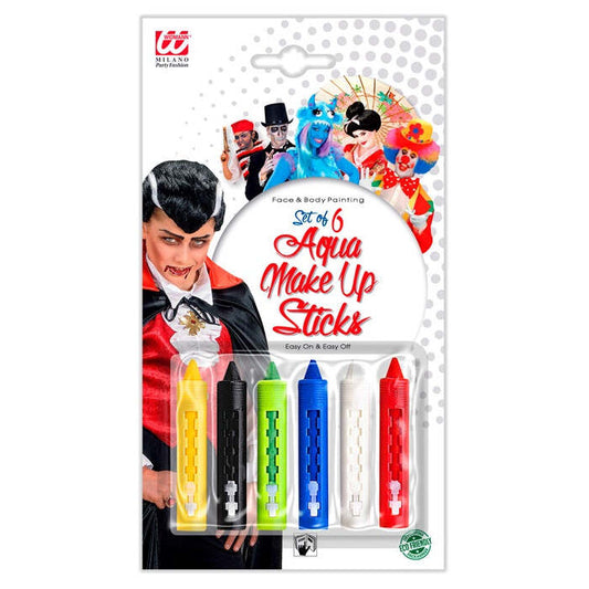 Set Of 6 Aqua Make-Up Sticks With Dispenser - 18 Ml