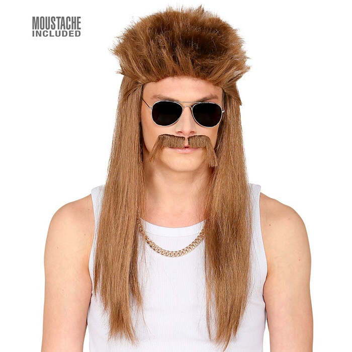 Redneck Wig & Moustache In Polybag