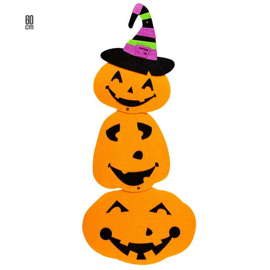 Pumpkin Trio With Witch Hat 60 Cm