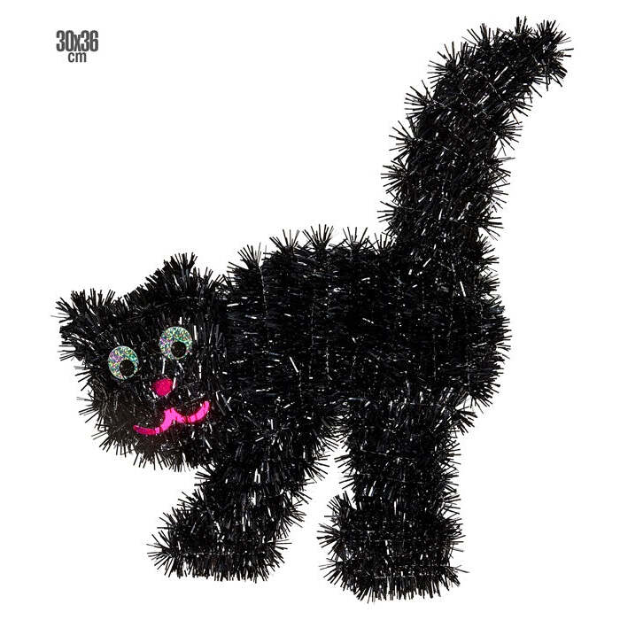 Tinsel Black Cat 30 X 36 Cm