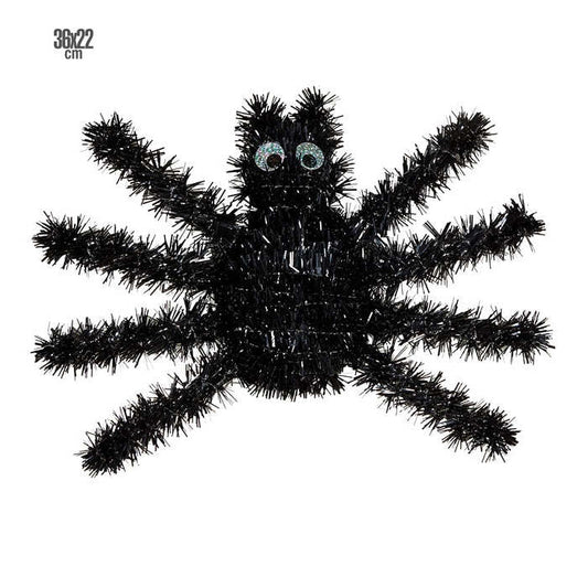 Tinsel Black Spider 36 X 22 Cm