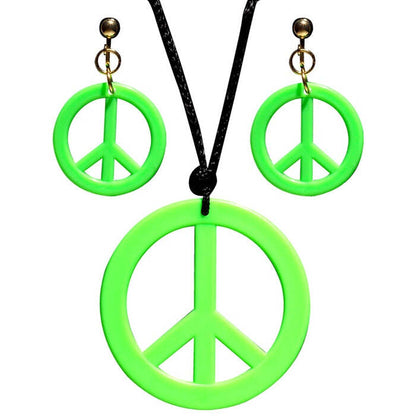 Neon Green Hippie Necklace & Earrings Sets
