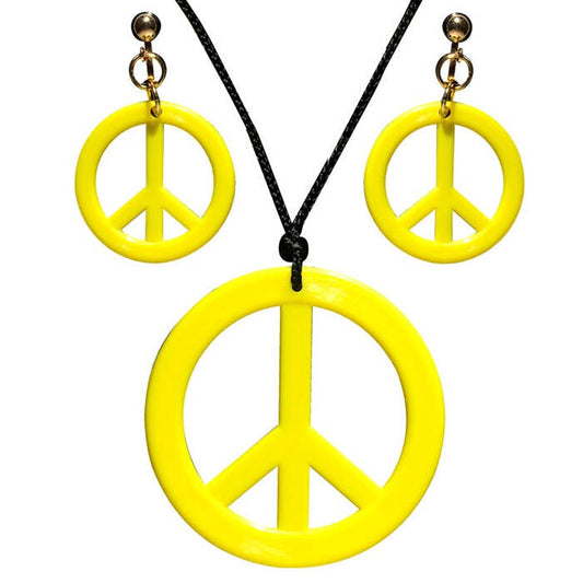 Neon Yellow Hippie Necklace & Earrings Sets