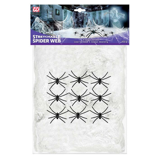 200 G White Spiderweb With 9 Spiders