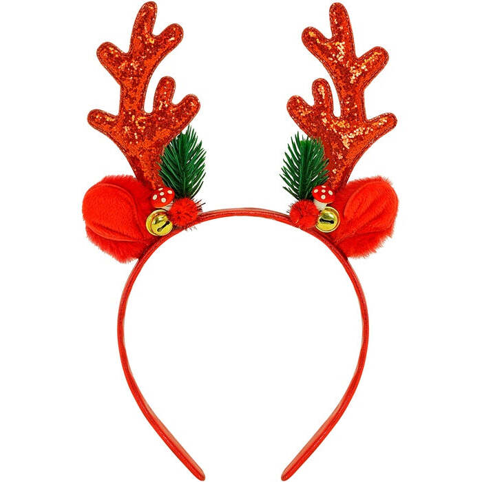 Headpiece Reindeer Glitter Red
