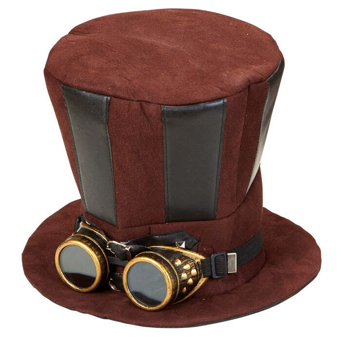 Top Hat Steampunk With Goggles 21 Cm