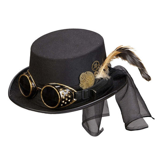 Top Hat Steampunk With Goggles & Clockwork Deco 12 Cm