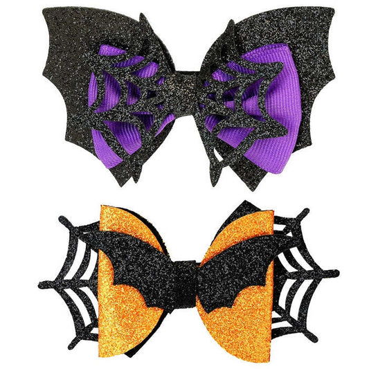 Hair Clip Bat / Spiderweb Bow Child Size - 2 Styles Assorted