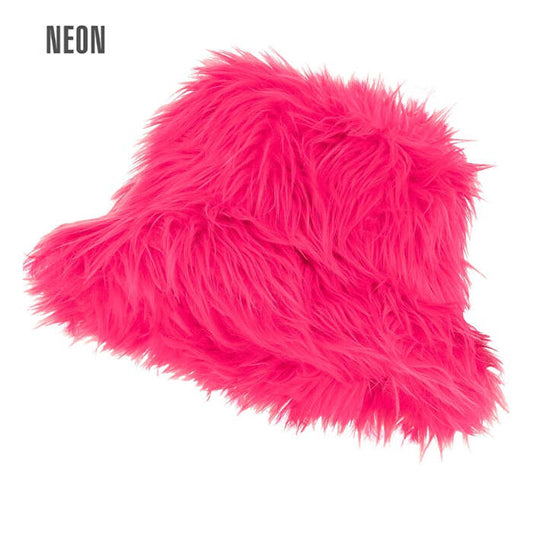 Bucket Hat Plush Neon Pink