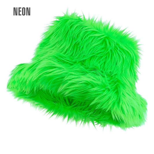 Bucket Hat Plush Neon Green