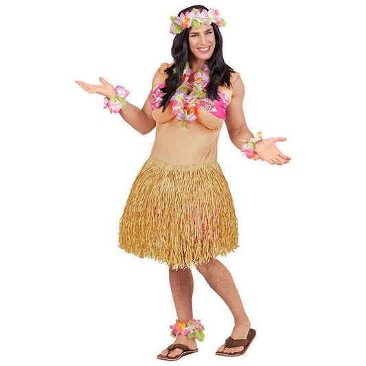 Hawaiian Beauty  Fat Woman Overalls With Bikini & Hula Skirt 