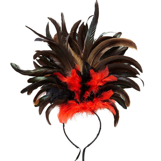 Copacabana Feathered Headband - Black/Red
