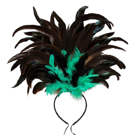 Copacabana Feathered Headband - Black/Green