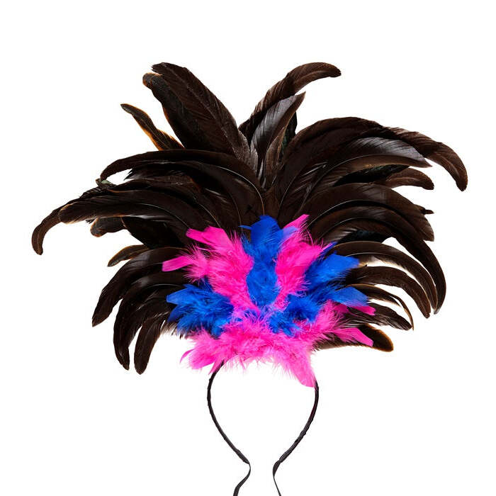 Copacabana Feathered Headband - Black/Pink-Blue