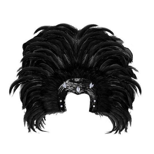 Feathered Brazil Headdress - Black