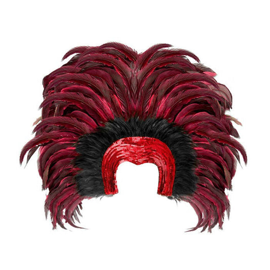 Feathered Brazil Headdress - Red