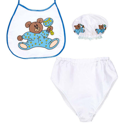 Blue Baby Dress-Up Set  Bonnet, Bib, Giant Diaper 