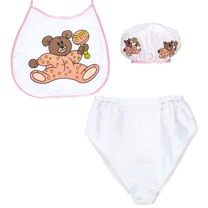Pink Baby Dress-Up Set  Bonnet, Bib, Giant Diaper 