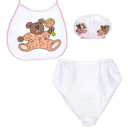 Pink Baby Dress-Up Set  Bonnet, Bib, Giant Diaper 