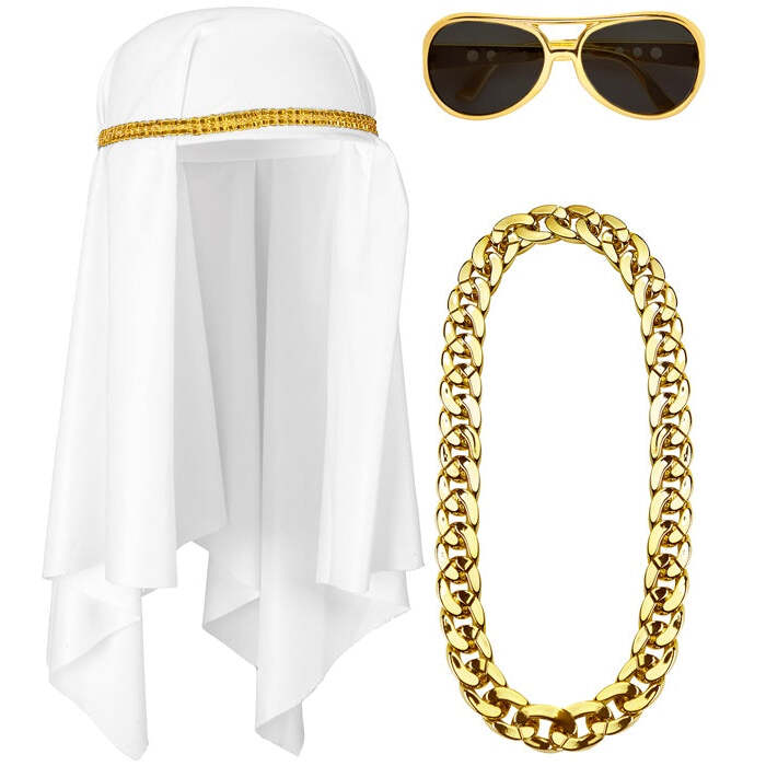 Arab Sheik  Headdress, Necklace, Glasses 