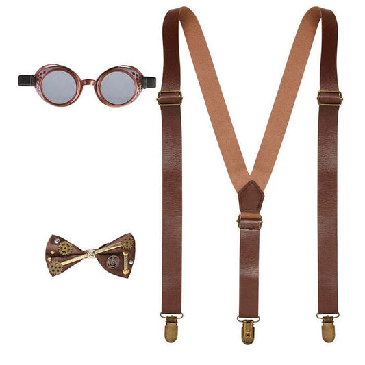 Steampunk  Braces, Bow Tie, Goggles 