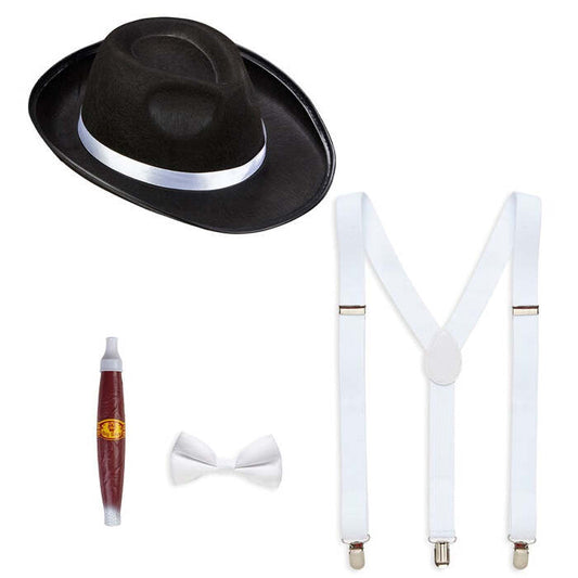 Gangster  Hat, Braces, Bow Tie, Cigar 
