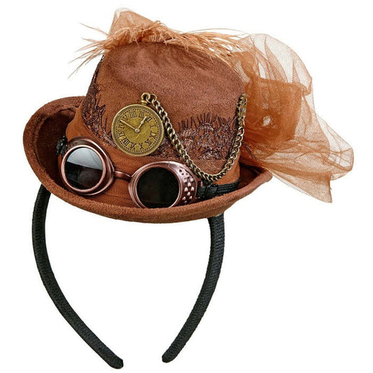 Suede Look Steampunk Mini Top Hat