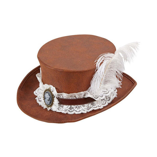 Top Hat Steampunk Distressed Leatherlook 12 Cm
