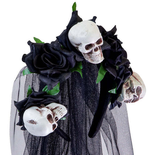 Skulls & Black Roses Bridal Veil