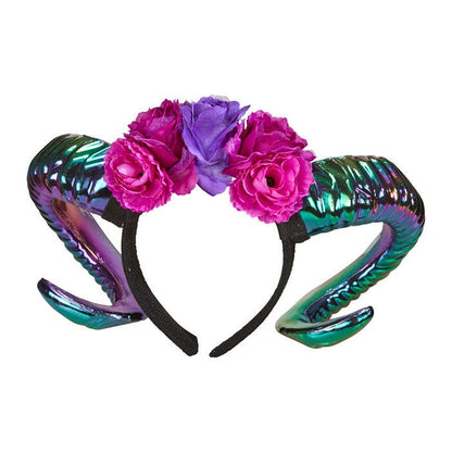 Oil Slick Ram Horns With Flowers