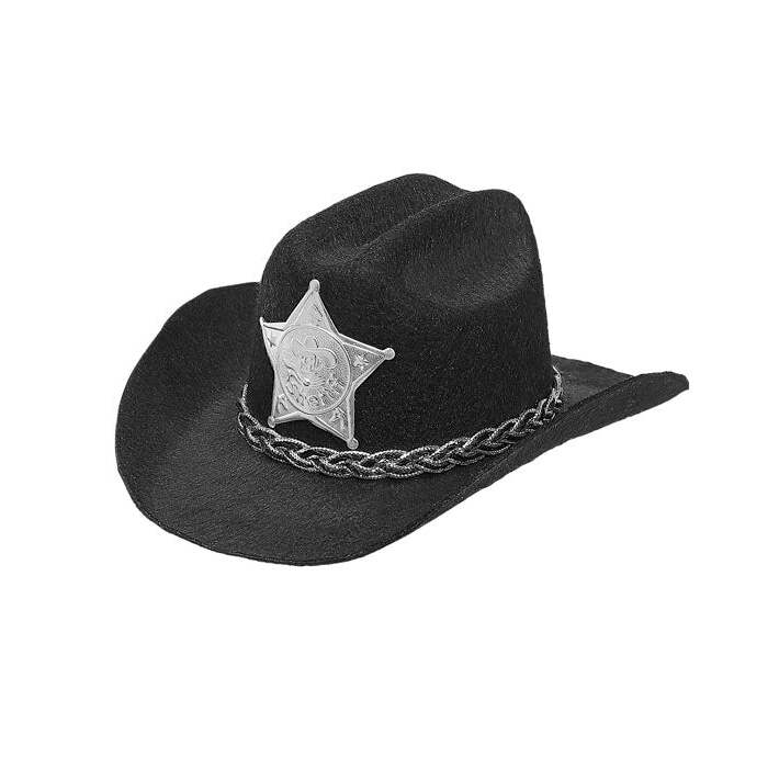 Black Cowboy Mini Hat With Sheriff Star Felt