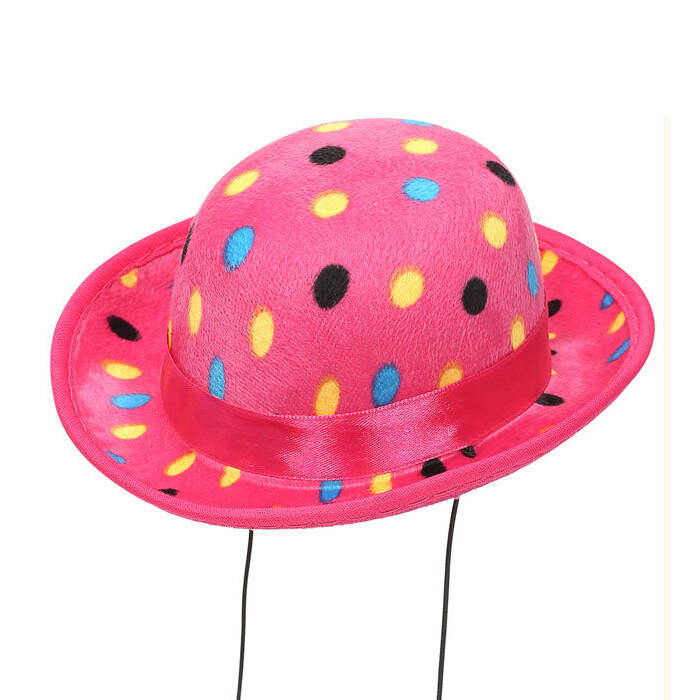 Velvet Pink Polka Dots Mini Bowler Hat