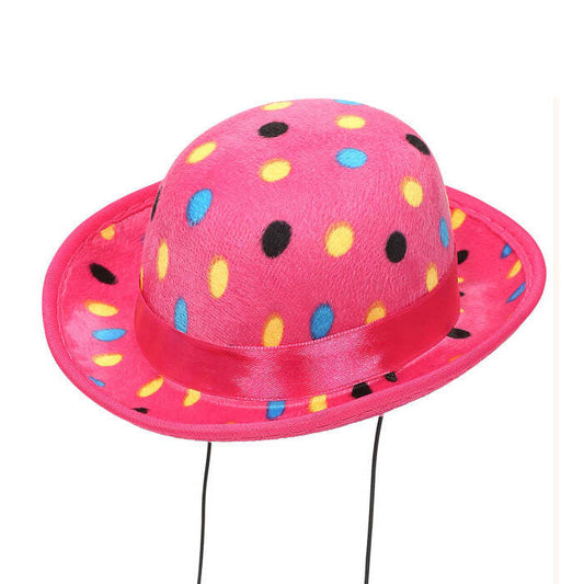 Velvet Pink Polka Dots Mini Bowler Hat