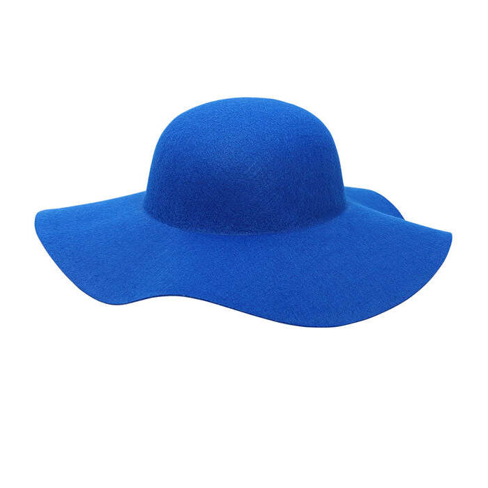Felt Blue Floppy Hat Suitable For Customization With Various Decorations