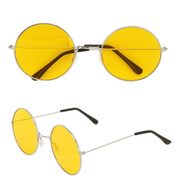 Xl Hippie Glasses With Yellow Lenses Diam. 6 Cm