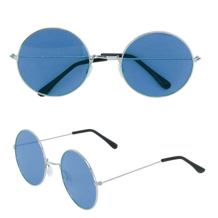 Xl Hippie Glasses With Blue Lenses Diam. 6 Cm